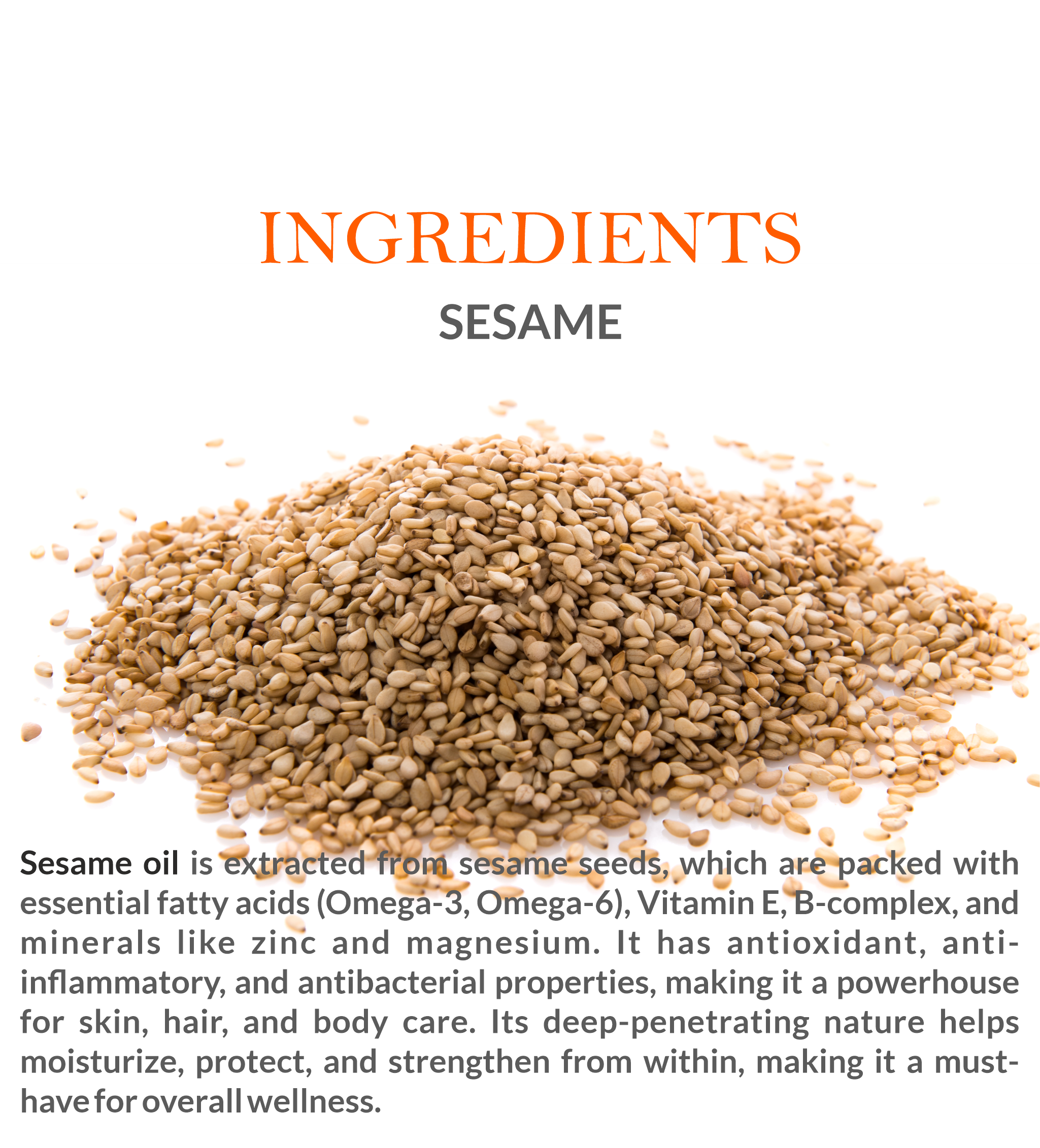 Natural ingredients in Khadi Sesame Seed Oil – Pure sesame extract & vitamins