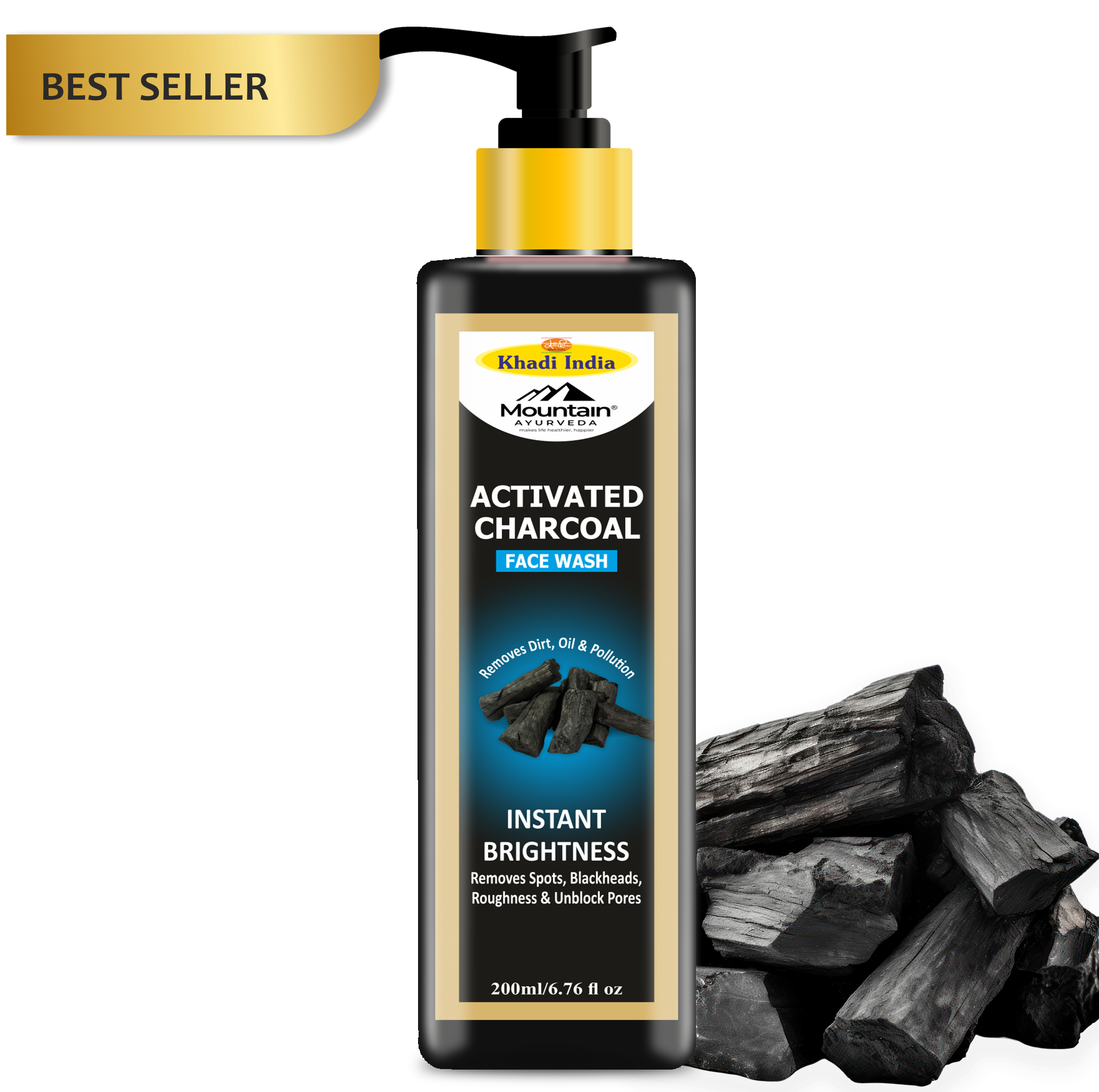 Mountain Ayurveda Activated Charcoal Face Wash 200 ml – Deep Cleansing & Detox