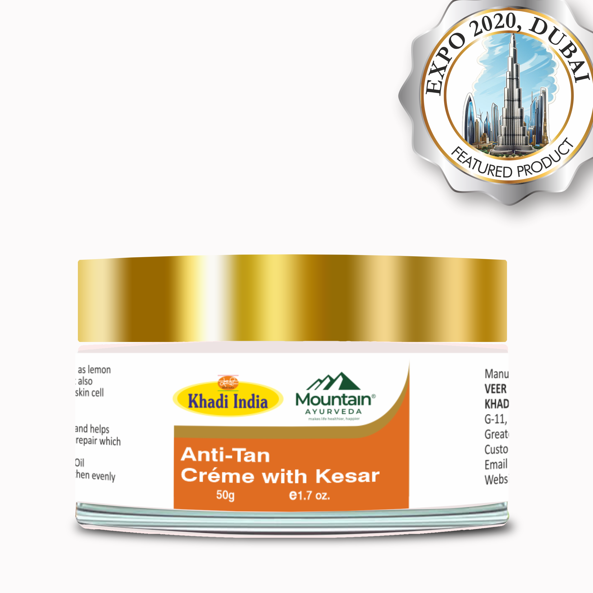 Mountain Ayurveda Anti-Tan Almond & Kesar Fairness Cream 50g – Herbal Tan Removal & Skin Brightening