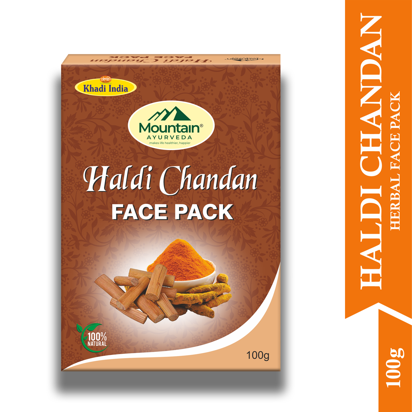 Mountain Ayurveda Haldi Chandan Face Pack 100g – Ayurvedic Skin Brightening & Acne Control Mask