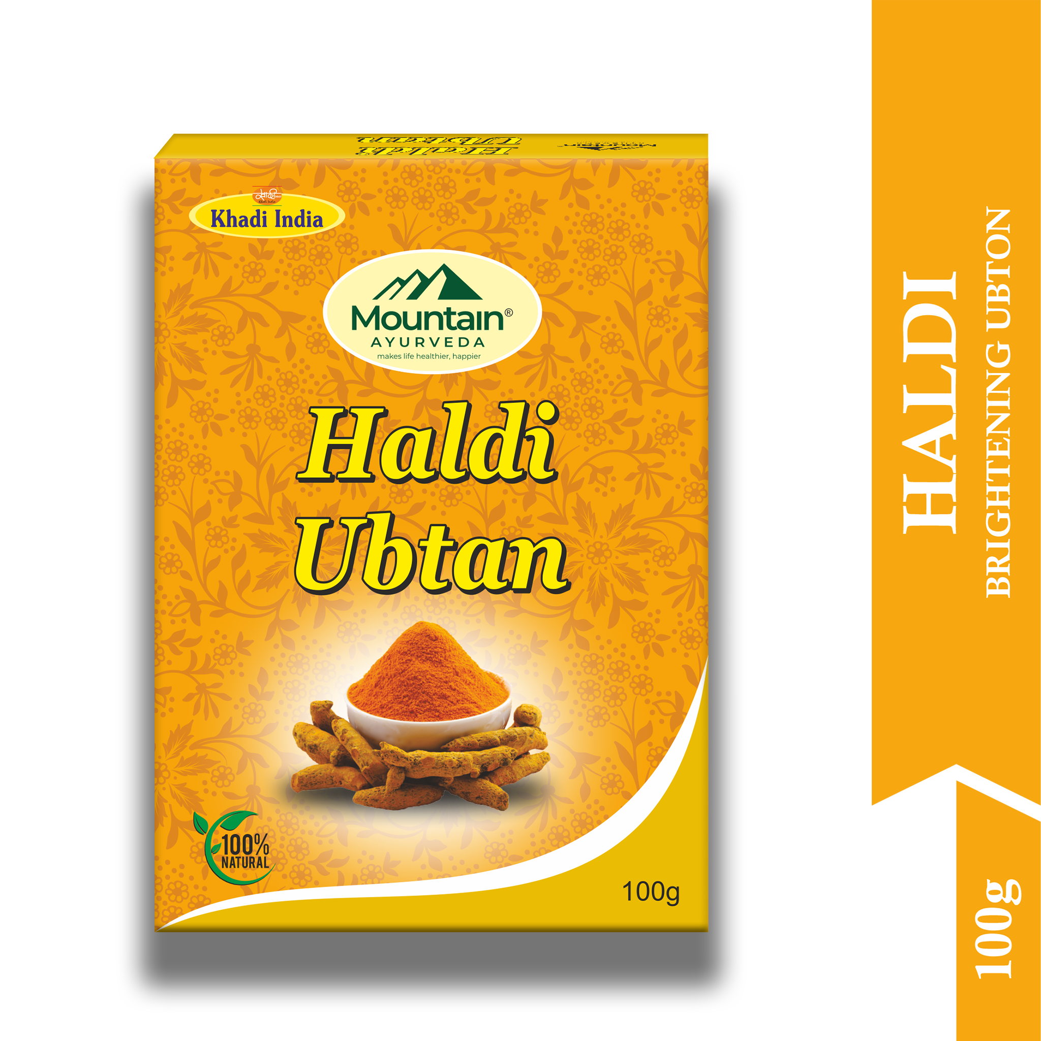 Mountain Ayurveda Haldi Ubtan 100g – Ayurvedic Face & Body Cleanser for Radiant Skin
