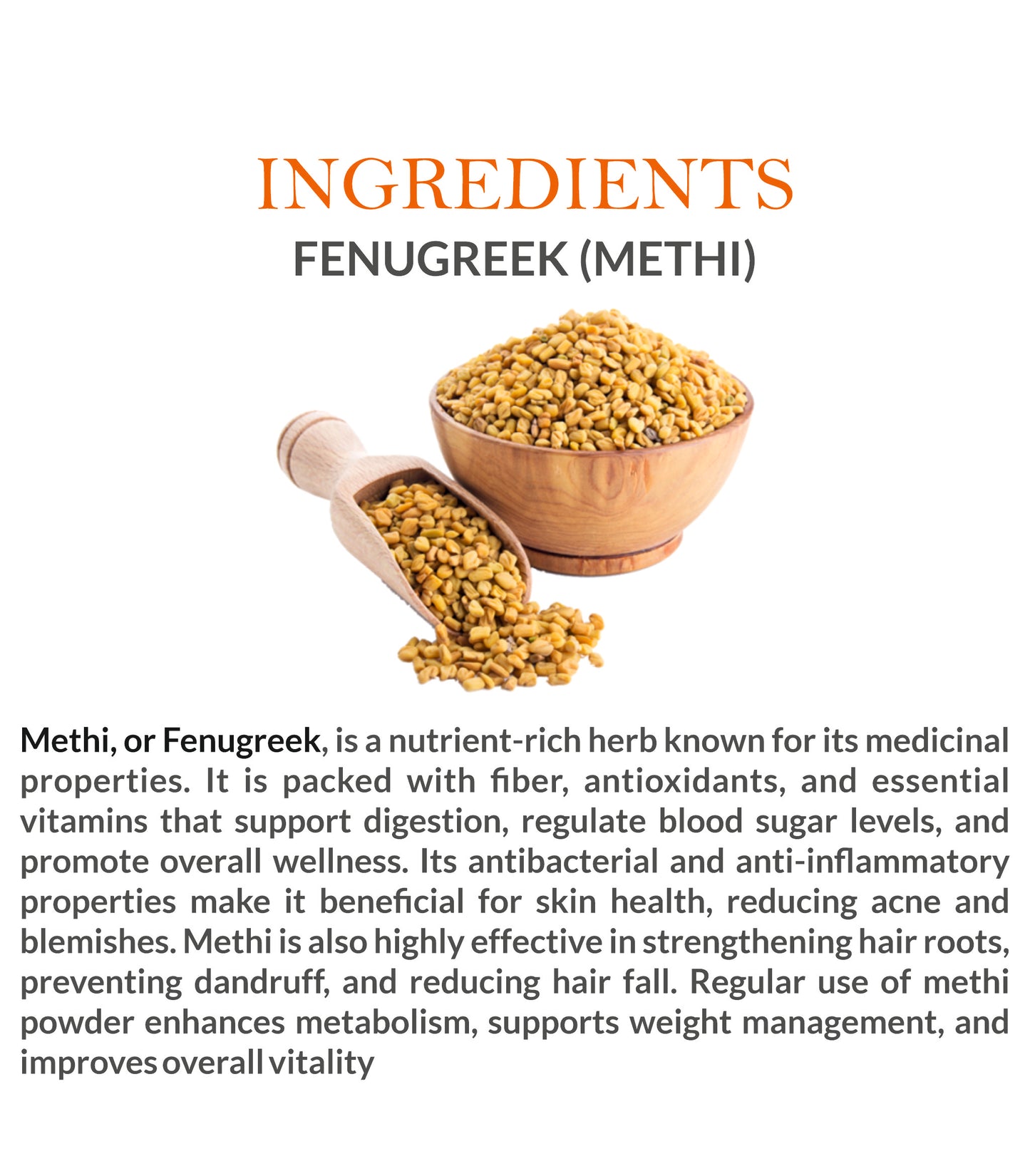 Natural Ingredients in Mountain Ayurveda Methi Powder – 100% Pure Fenugreek Powder