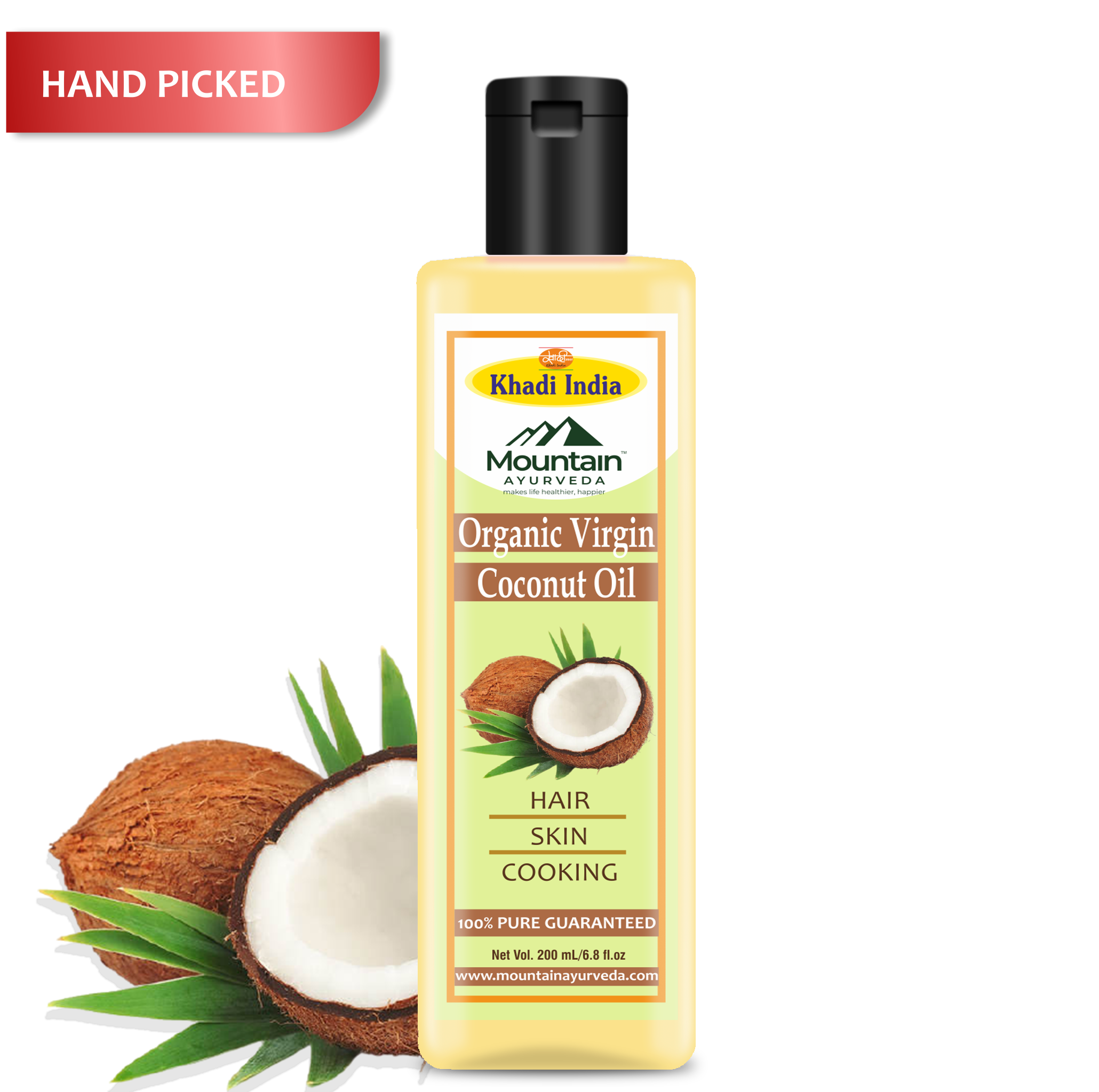 Mountain Ayurveda Pure Coconut Oil 200 ml – Cold-Pressed & Multi-Purpose