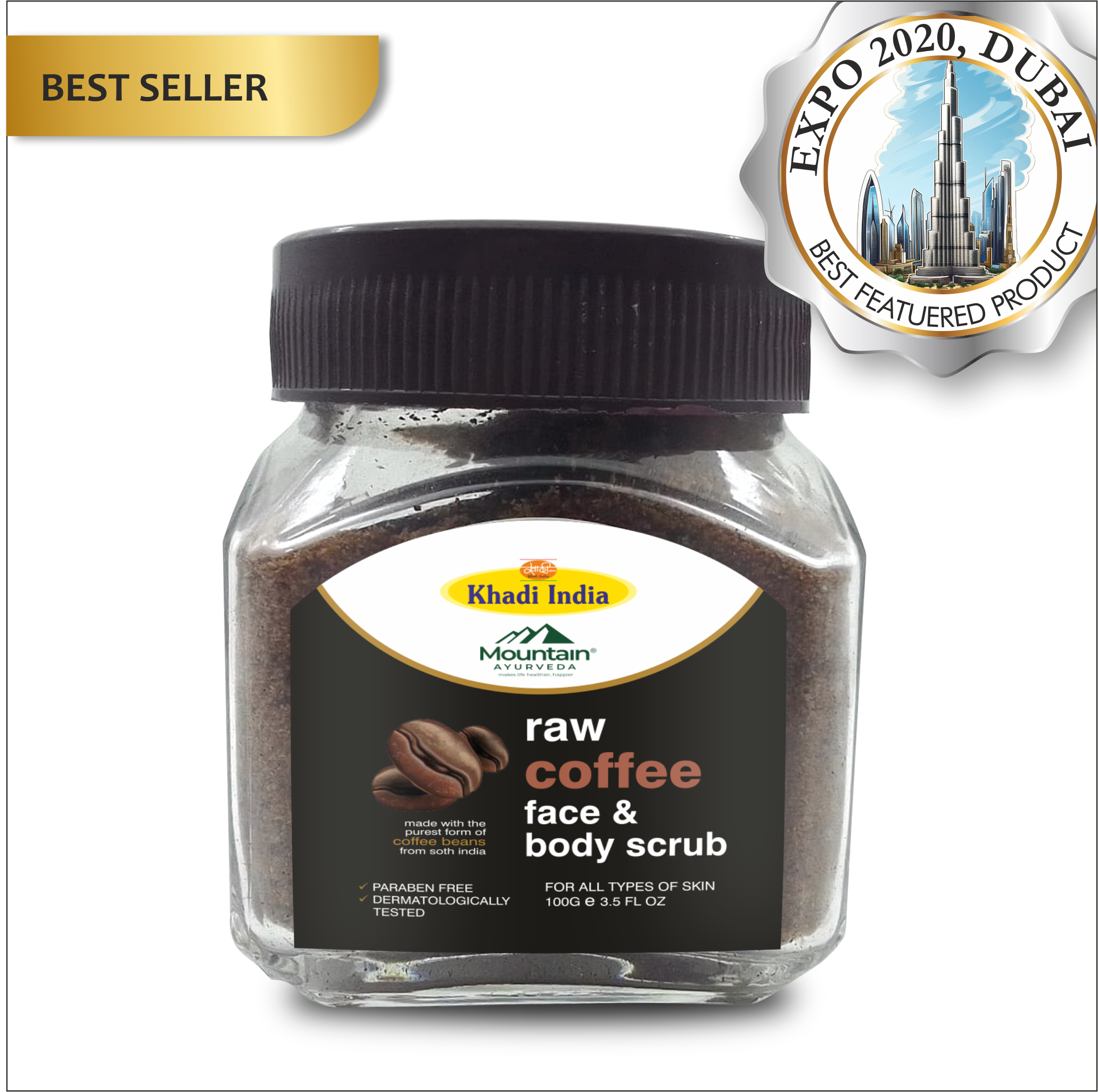 Mountain Ayurveda Raw Coffee Body Scrub 100g – Natural Exfoliation & Skin Brightening