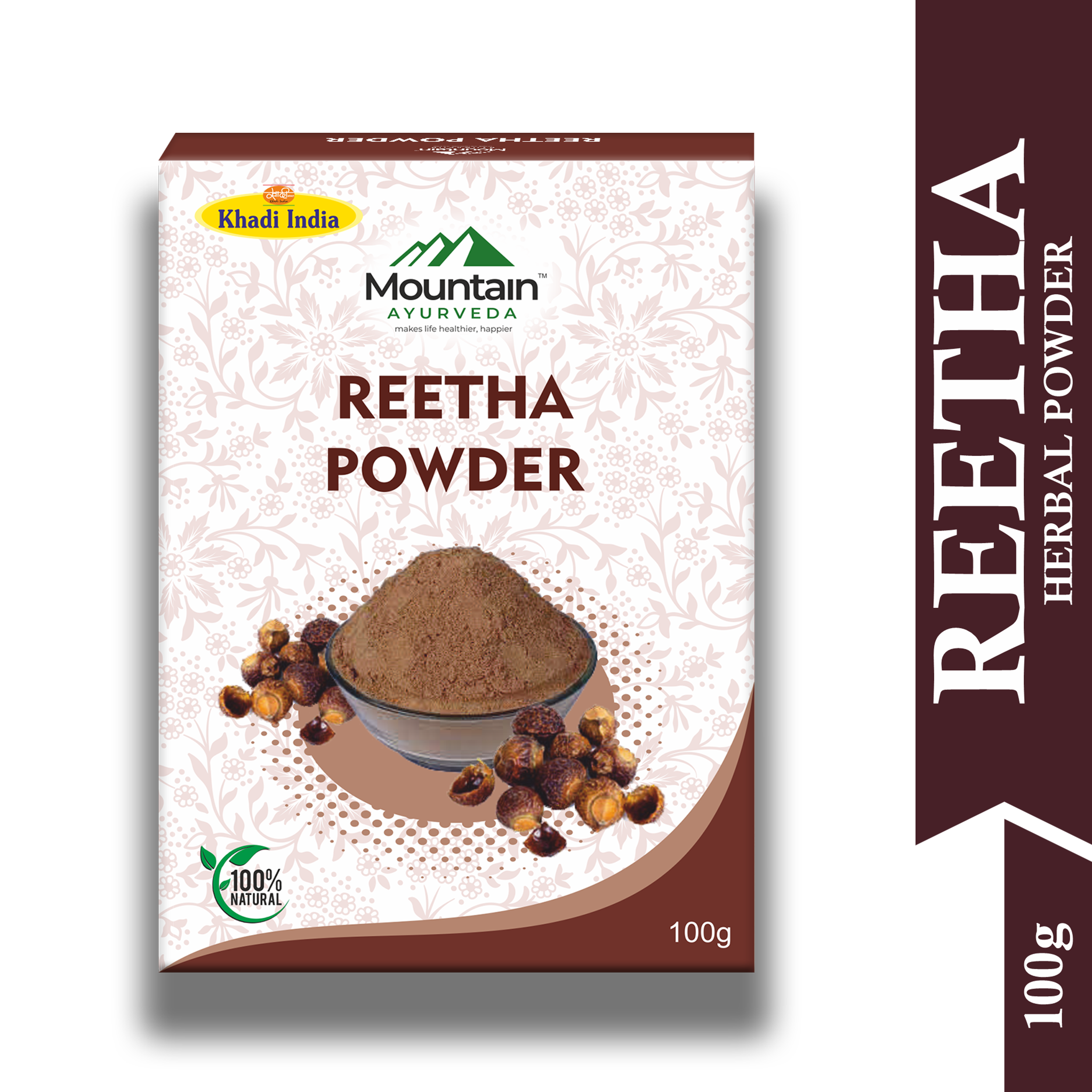 Mountain Ayurveda Reetha Powder for Hair Cleansing, Scalp Health & Oil Control