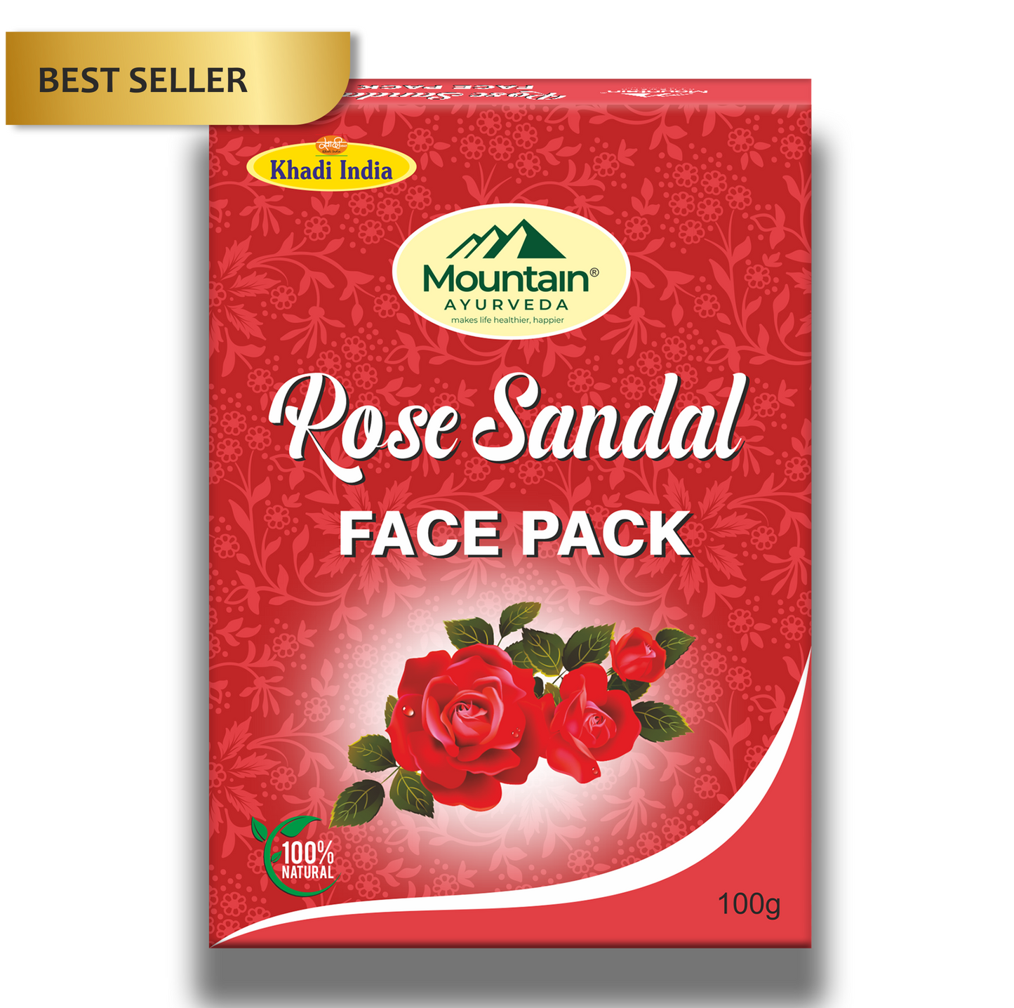 Mountain Ayurveda Rose Sandal Face Pack 100g – Brightening & Pore Tightening
