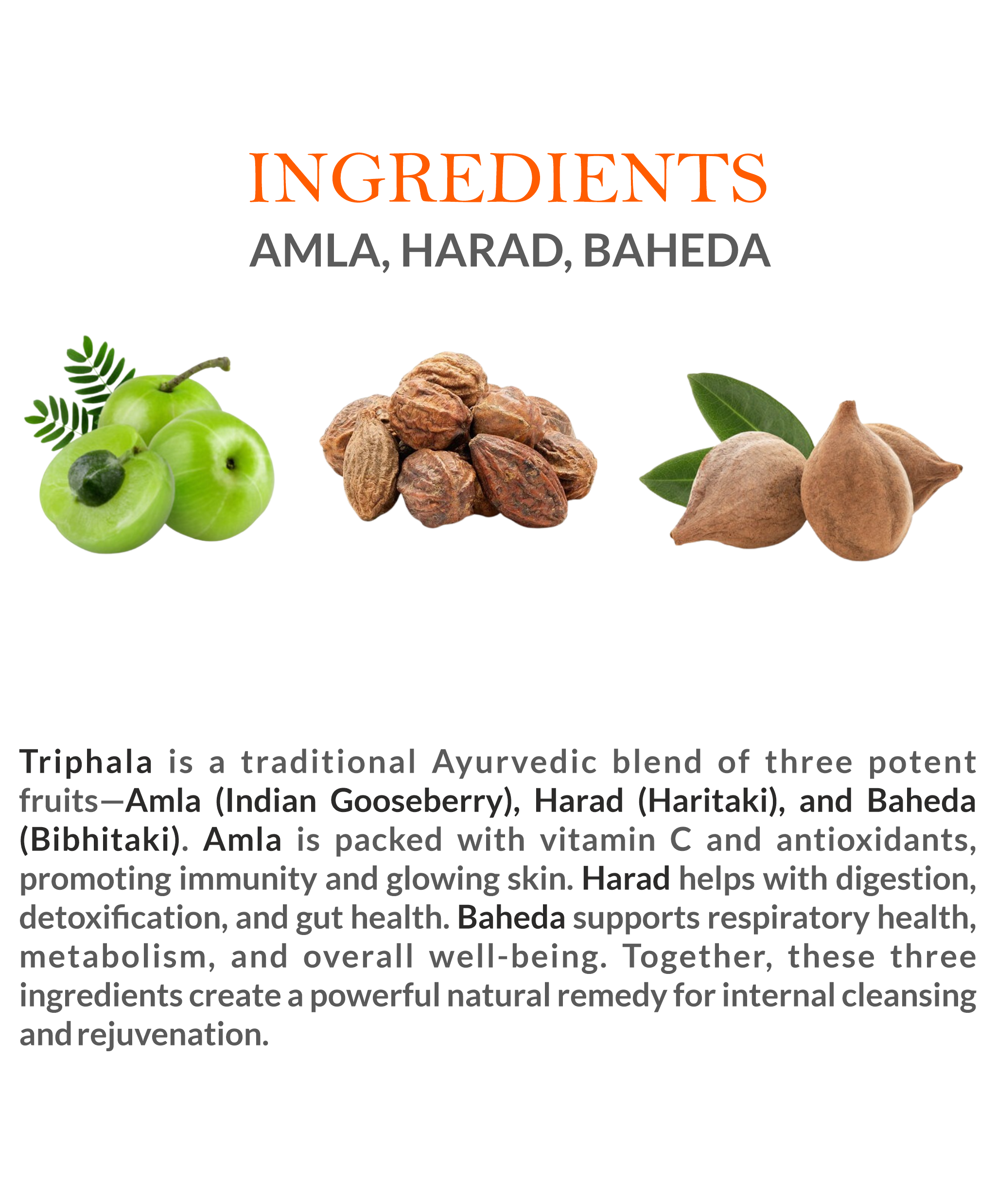 Natural Ingredients in Mountain Ayurveda Triphala Powder – Amla, Haritaki, Bibhitaki