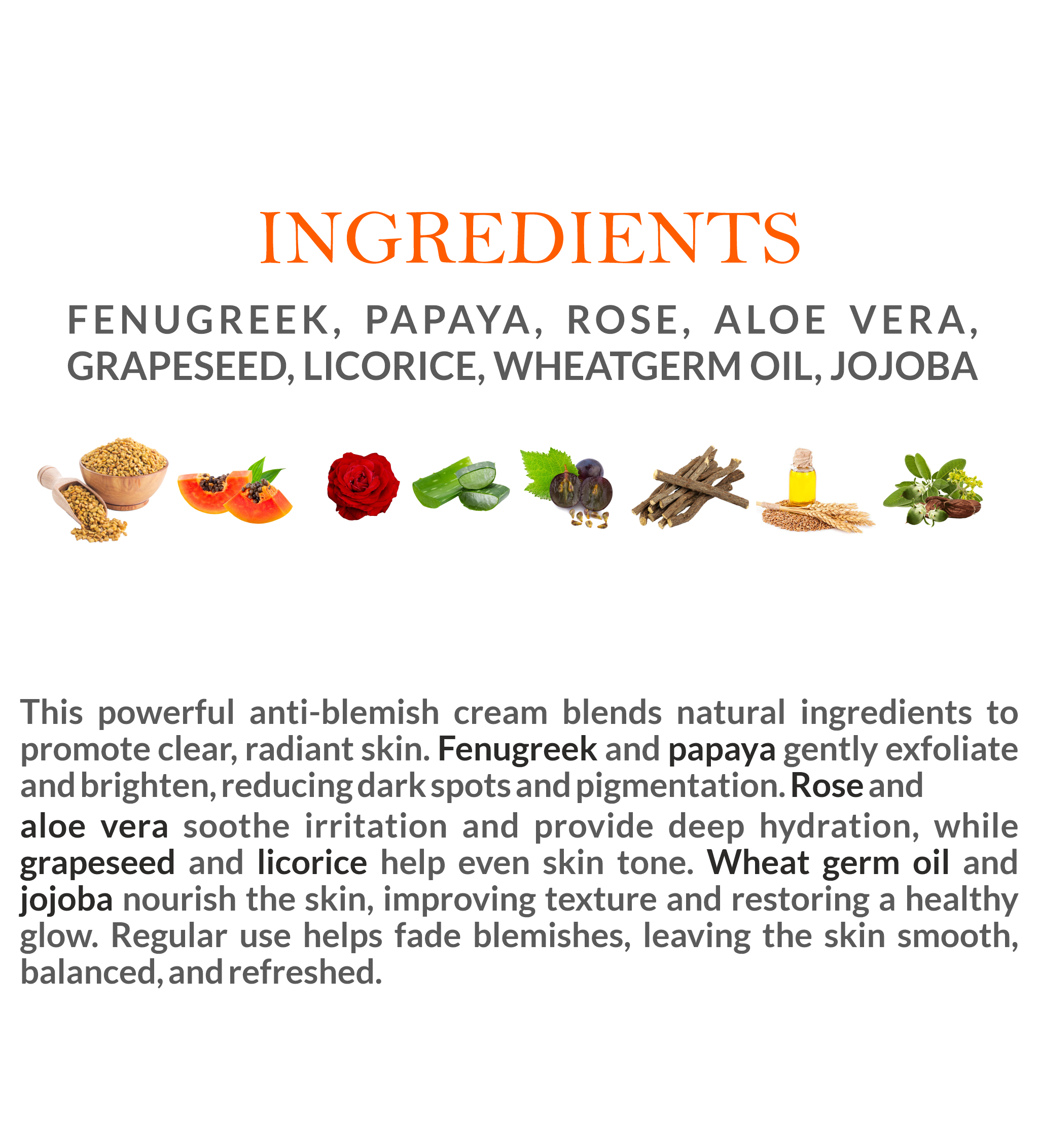 Natural Ingredients in Mountain Ayurveda Natural Anti-Blemish Cream – Turmeric, Aloe Vera, Licorice Extract