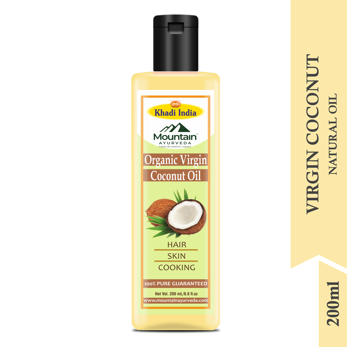 Mountain Ayurveda 200ml Pure Coconut Oil – Skin, Hair & Cooking Use