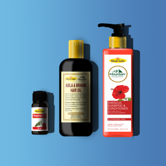 Mountain Ayurveda Root Revival Pack with Rosemary Oil, Amla Brahmi Hair Oil and Hibiscus Shampoo