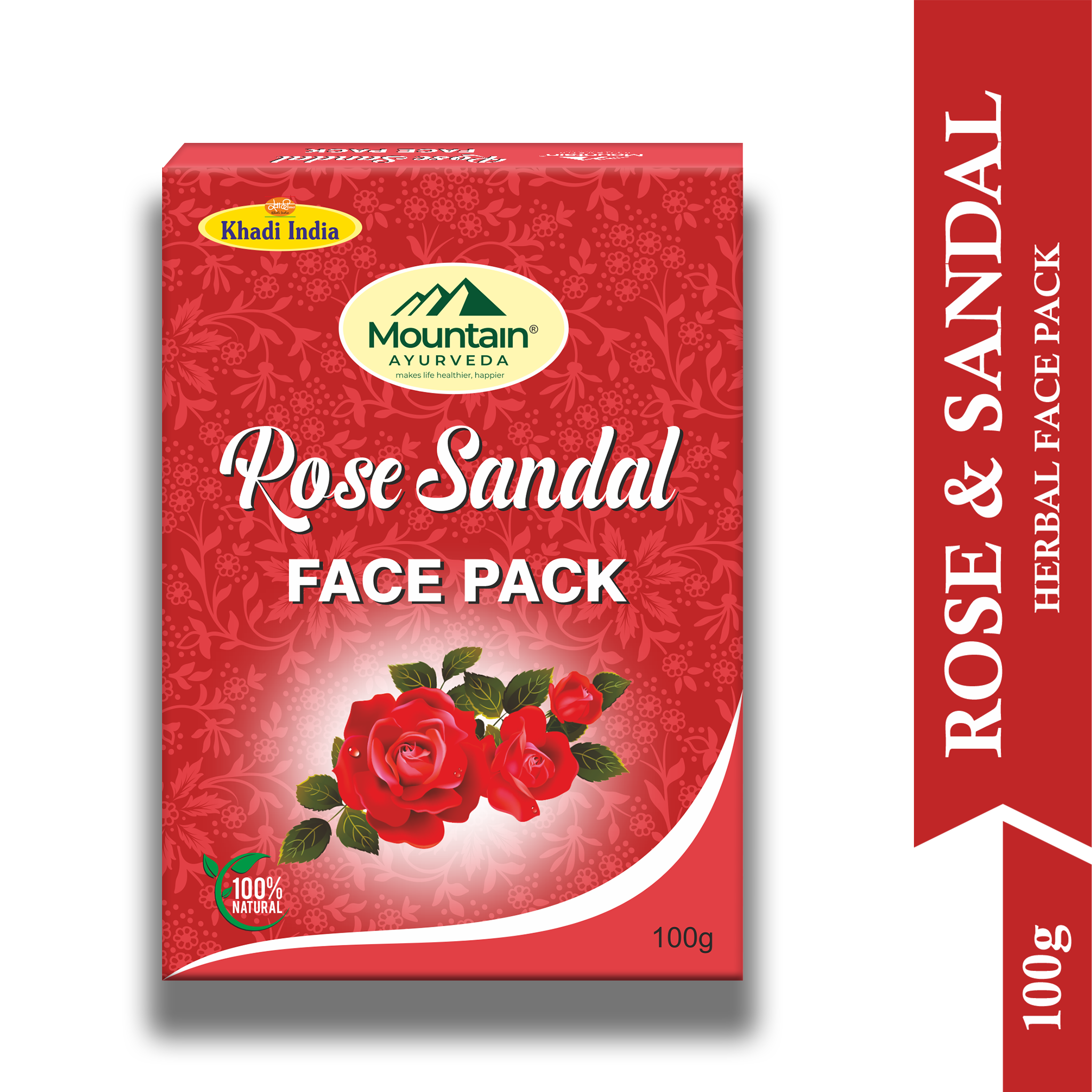 Mountain Ayurveda 100g Rose Sandal Face Pack – Natural Brightening & Hydration